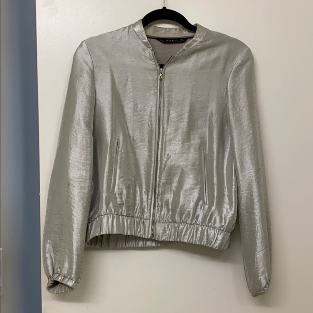 Zara Silver Metallic Bomber
